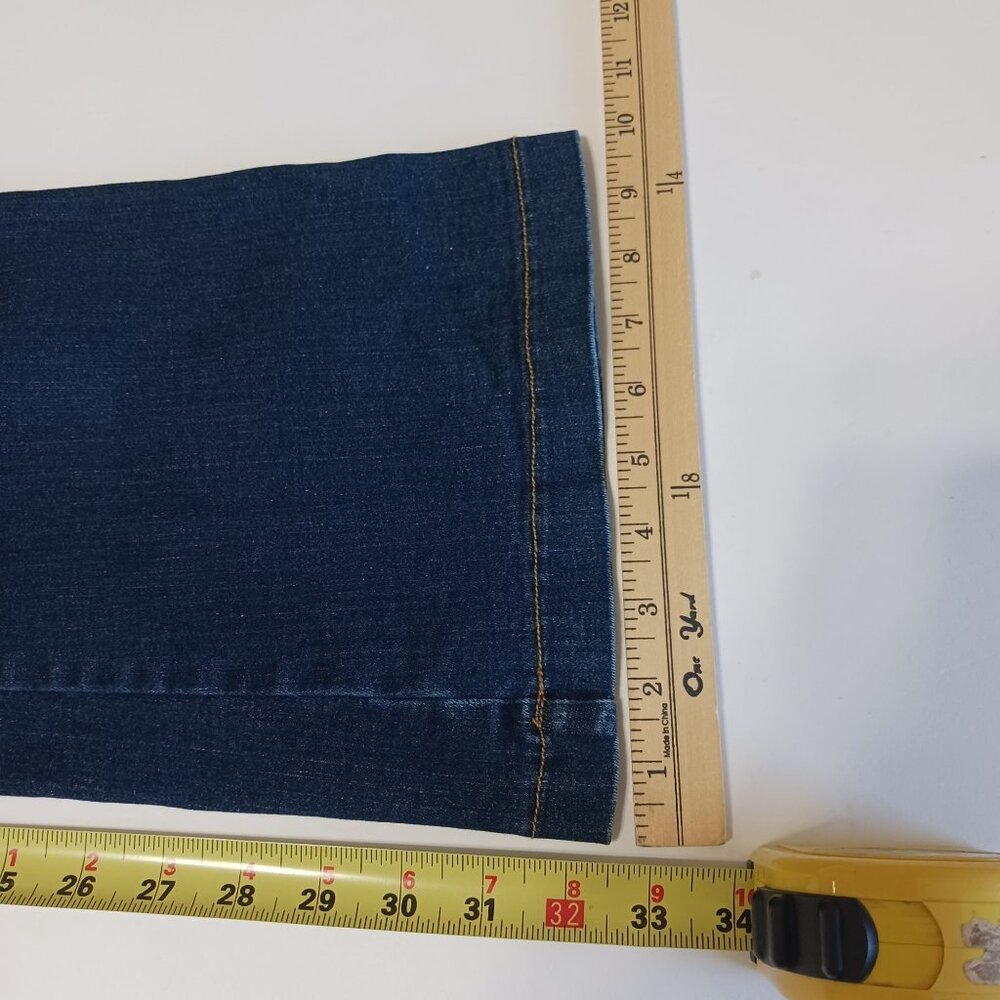 Spanx Flare Jeans Large Dark Wash Denim Stretch Slimming High Rise Shaping 70s - Picture 12 of 12